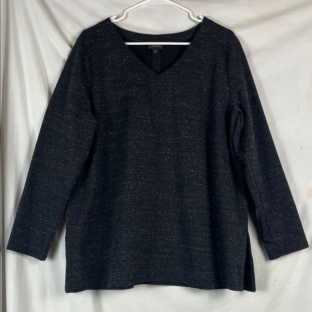 J. Jill Wherever Collection Black Speckled Cotton Blend Blouse
